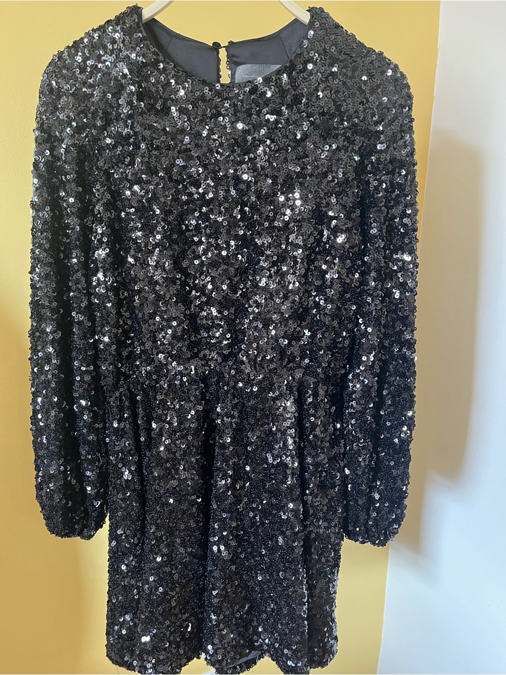Anthropologie Black Sequin Mini Dress